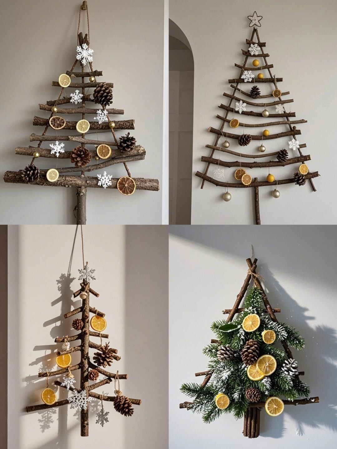 用树枝做一个圣诞树