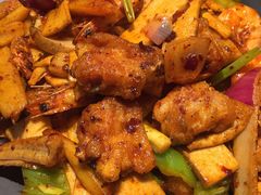 炭火干锅虾+鱿鱼须-炭舍干锅·烤鱼(扬名广场店)