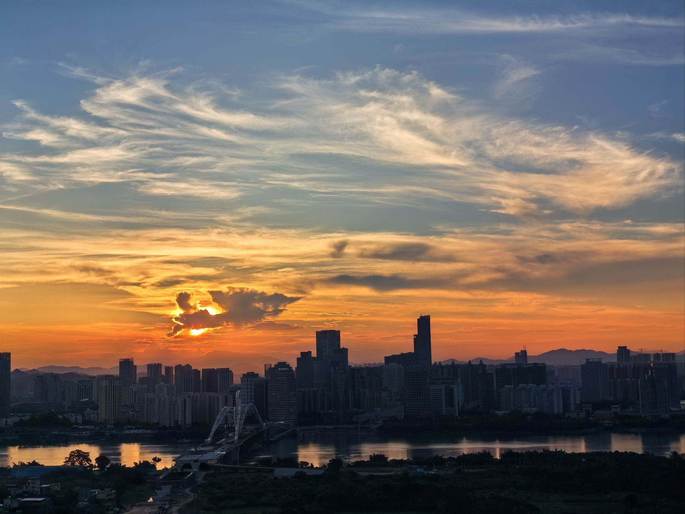 城市里的黄昏美景