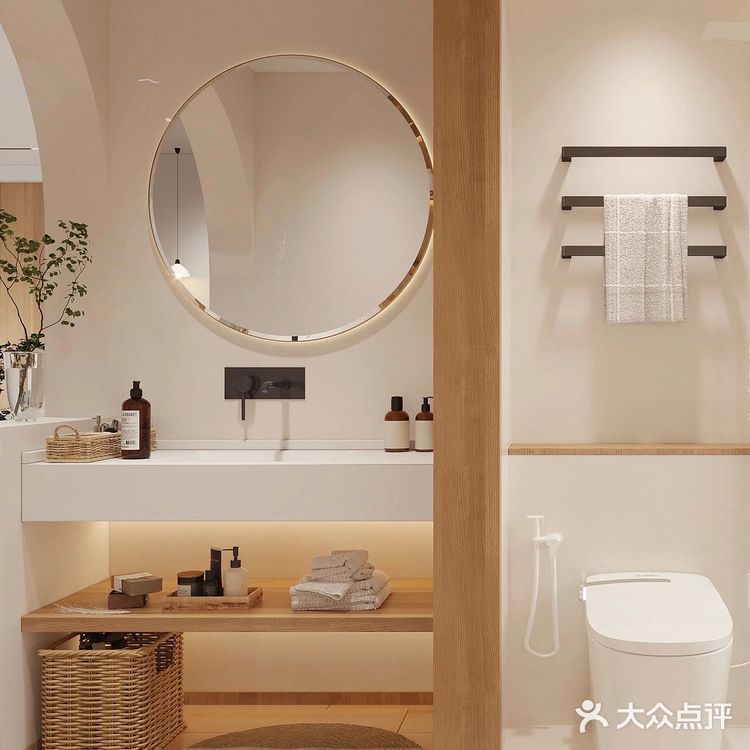 简约ins风米白色浴室，干净透亮的淋浴空间~