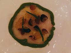 真鲷刺身和青豆沙拉酪乳油醋汁-Jean Georges