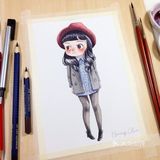 一组手绘可爱女孩插画作品欣赏