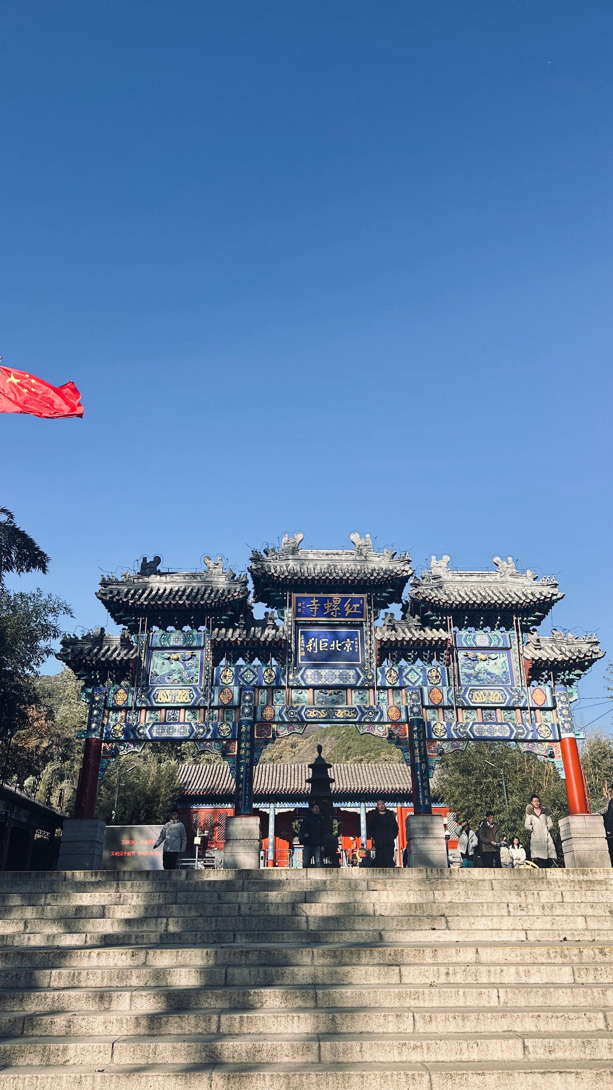 公司团建组织去红螺寺爬山,一进门不远有个暖房,三角梅盛开,姹紫嫣红