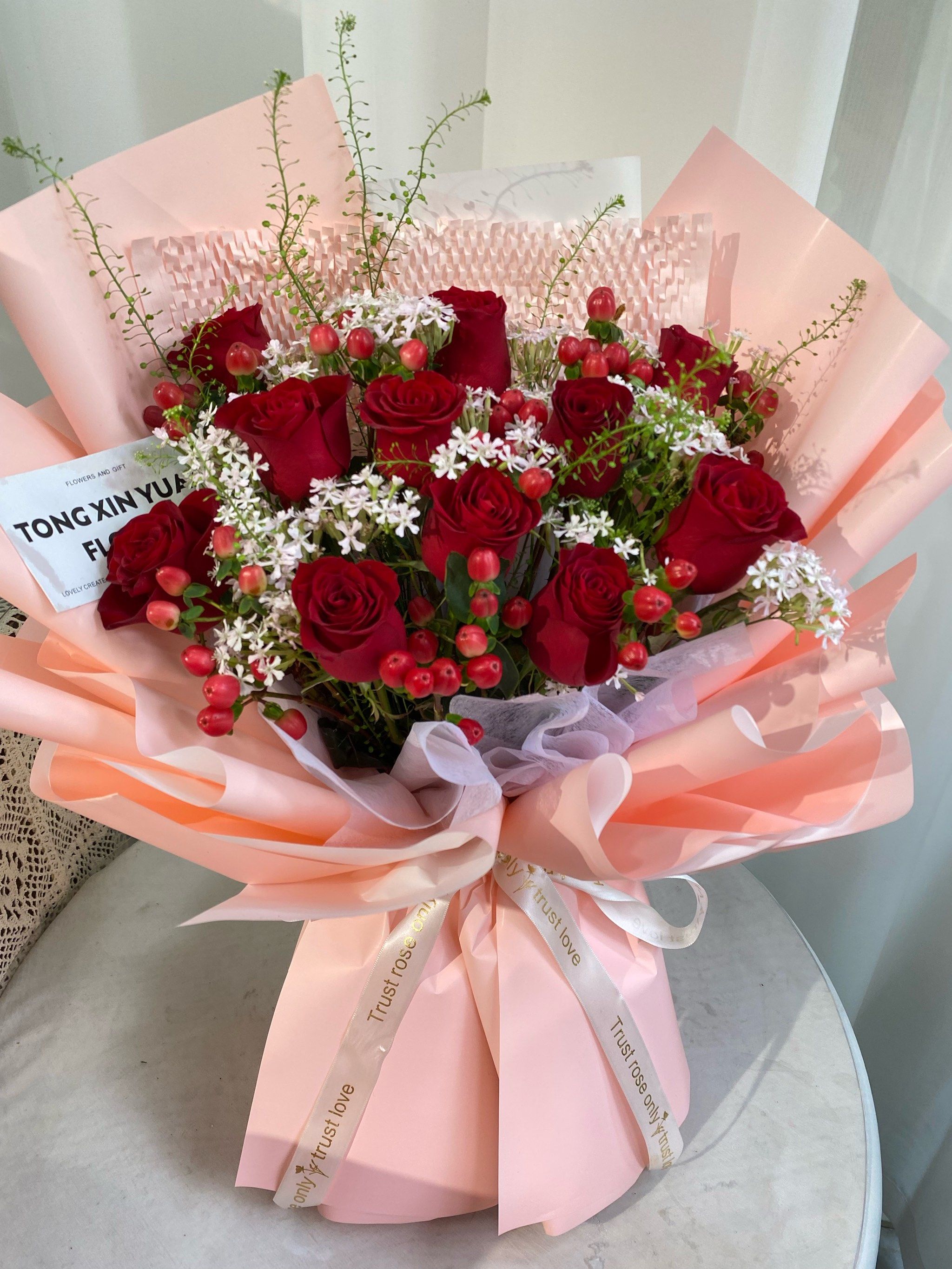 玫瑰花束的浪漫风