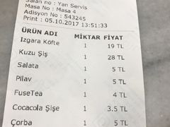 账单-Tarihi Sultanahmet Köftecisi Selim Usta