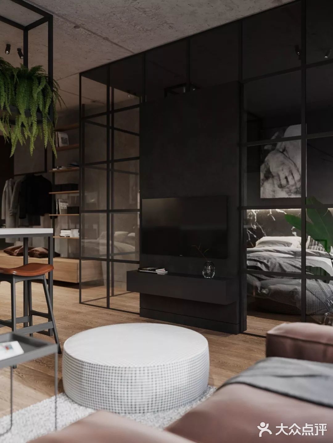 由于户型限制，厨房卫生间这边几乎无采光，设计师将卧室