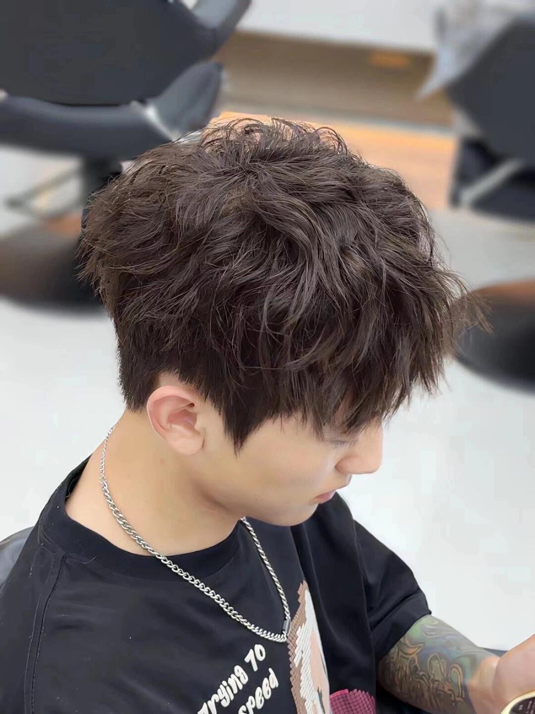 束状纹理烫男生奶狗发型,碎盖烫发!