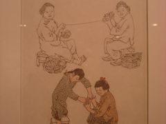 贺友直·漫画《孩时玩耍·挑绷》-徐汇艺术馆