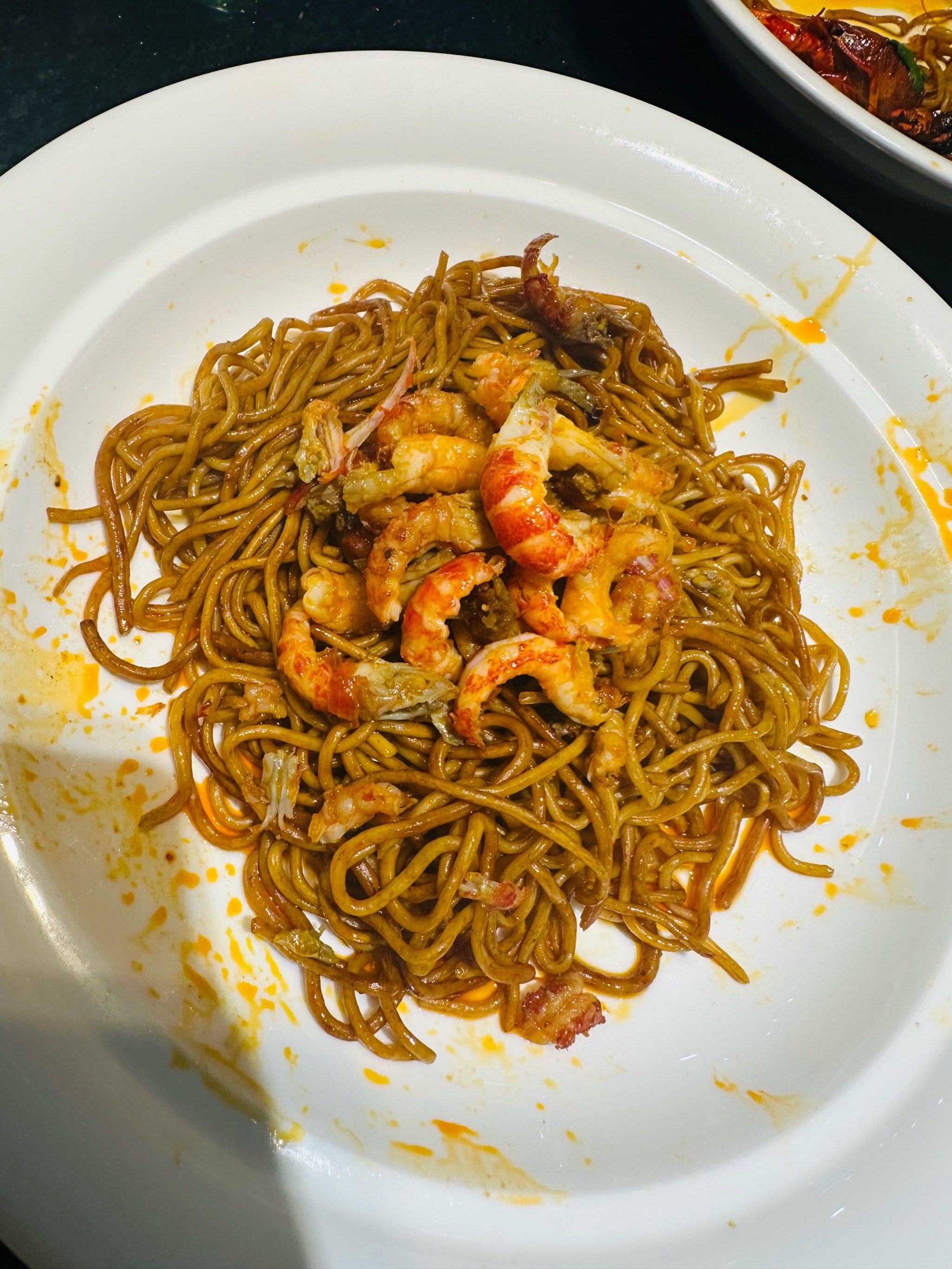 满口虾肉的卤面