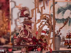 婚宴当天的翻糖蛋糕-也枫·小黄楼(南山路旗舰店)