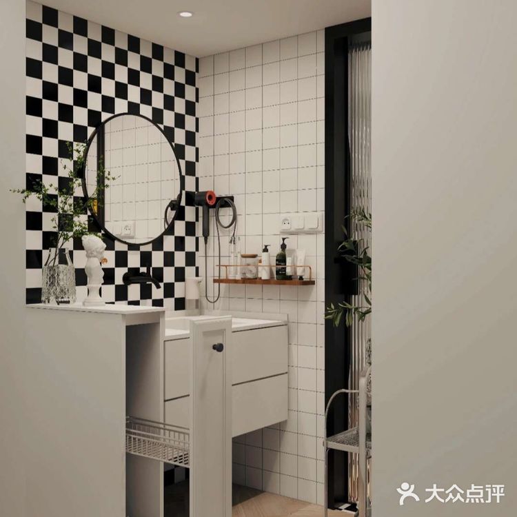 浴室柜这么设计，即是半墙隔断也是收纳柜