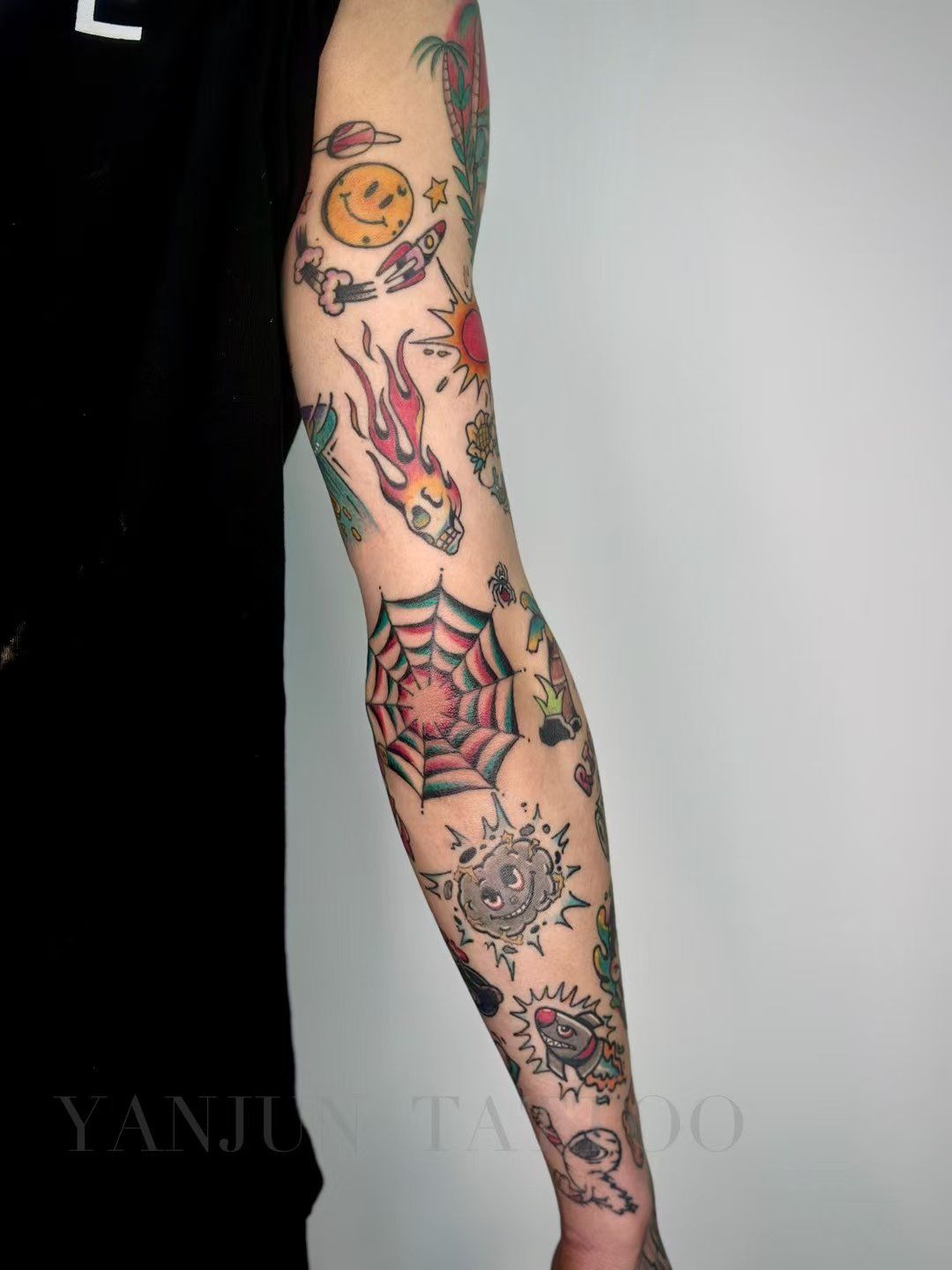 颜君刺青#拼接花臂#oldschool