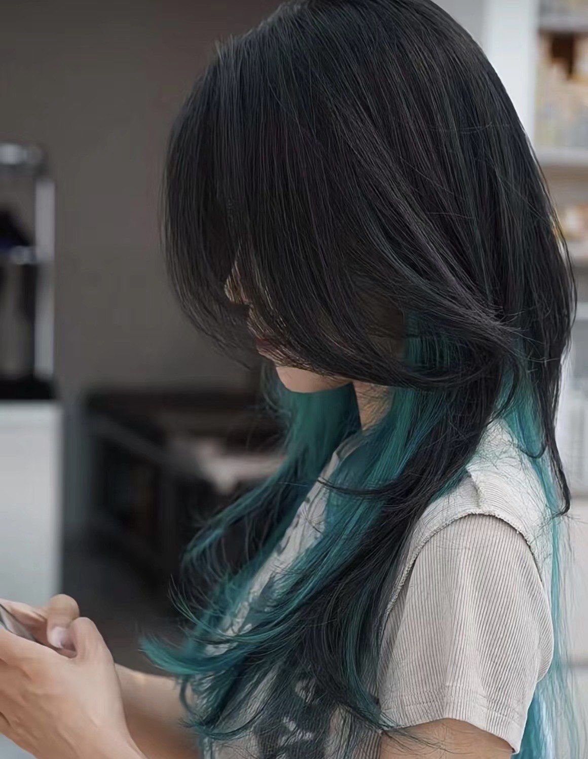 孔雀蓝挂耳染,喜欢的来#附近哪里做头发好