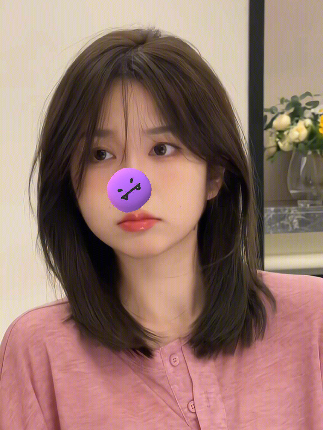 简约减龄锁骨发搭配网红偏分刘海初恋发型推