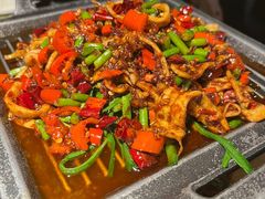 香辣铁板鱿鱼-绿茶餐厅(华联万柳店)