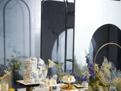 蓝灰色系刮刀花主场甜品台-艾加柒克蛋糕茶歇甜品台(春熙路店)