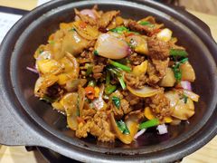 小炒黄牛肉-漫卷香烤鸭春饼