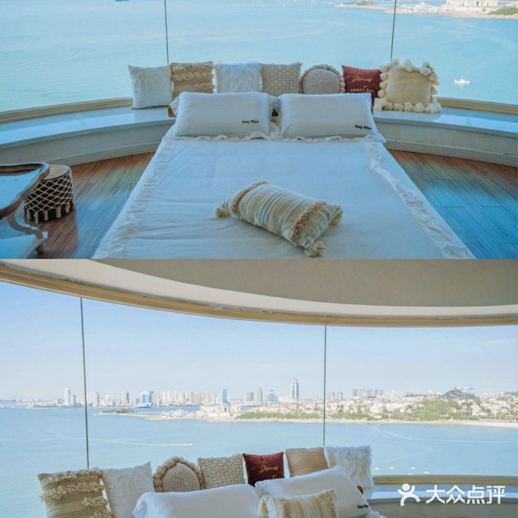 100多💰青岛270°海景民宿‼️躺在床上看大海