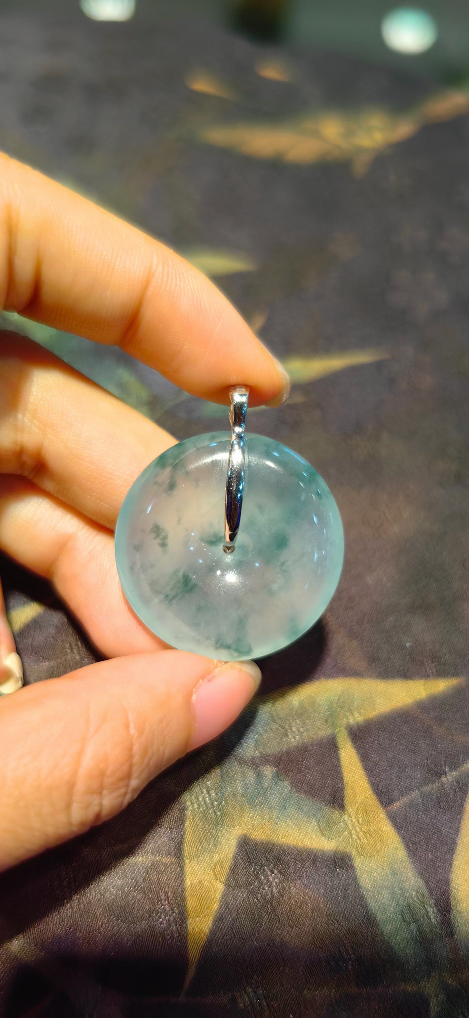 翡翠平安扣 漂亮的飘花