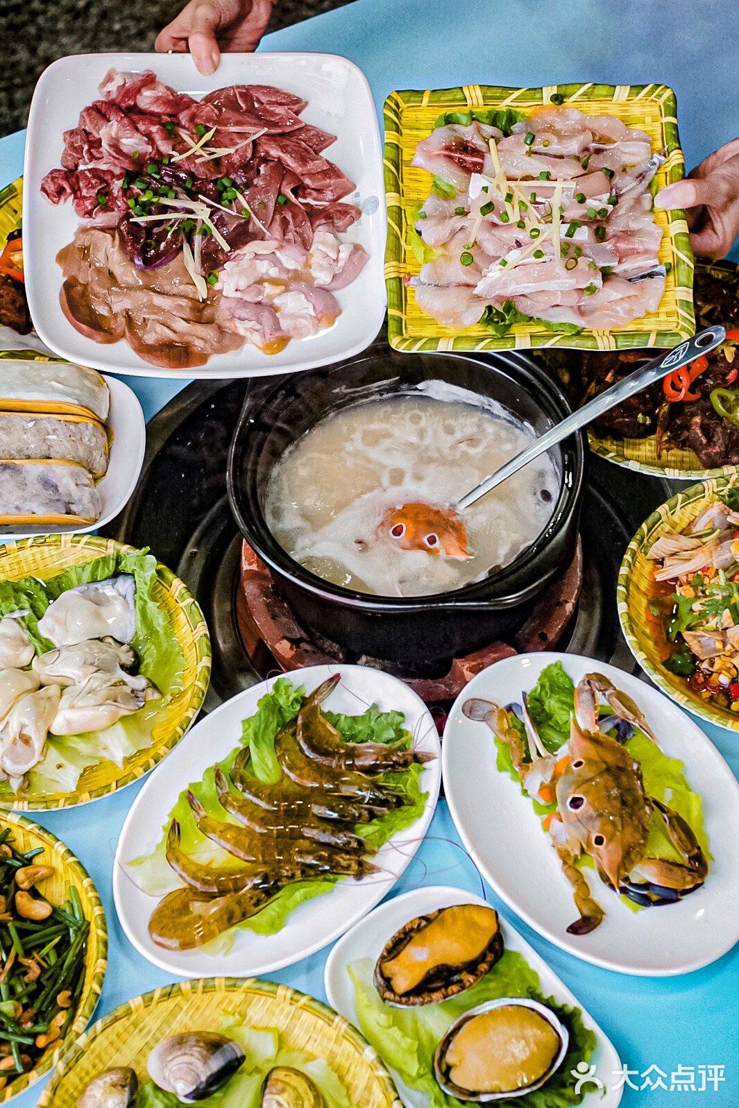 【现切猪杂鲜活海鲜🦐粥底5元 现煮烟火气🔥】