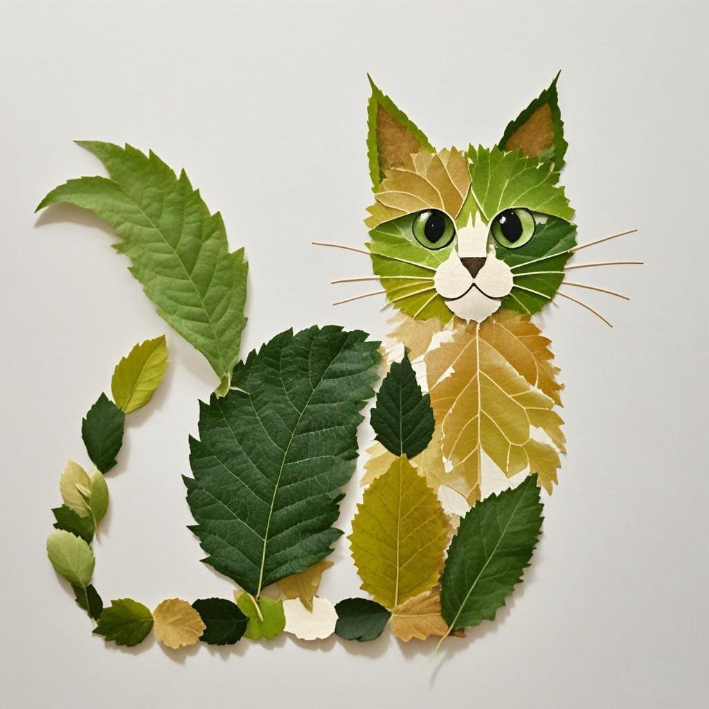 『树叶画小猫咪』简直萌化了🐱