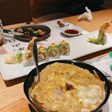 天妇罗挺新鲜的大虾,老公很喜欢。滑蛋鳗鱼有点腻