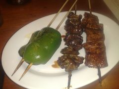 第一轮酱烤，烤青椒塞肉，烤大肠，烤肝-福烤锦花(长乐路店)