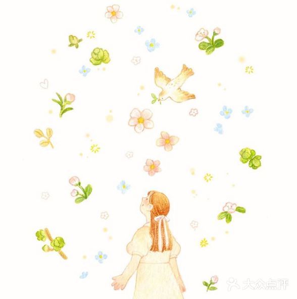 温暖治愈的春天插画，愿幸运和美好向所有人涌来！