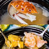【现切猪杂鲜活海鲜🦐粥底5元 现煮烟火气🔥】