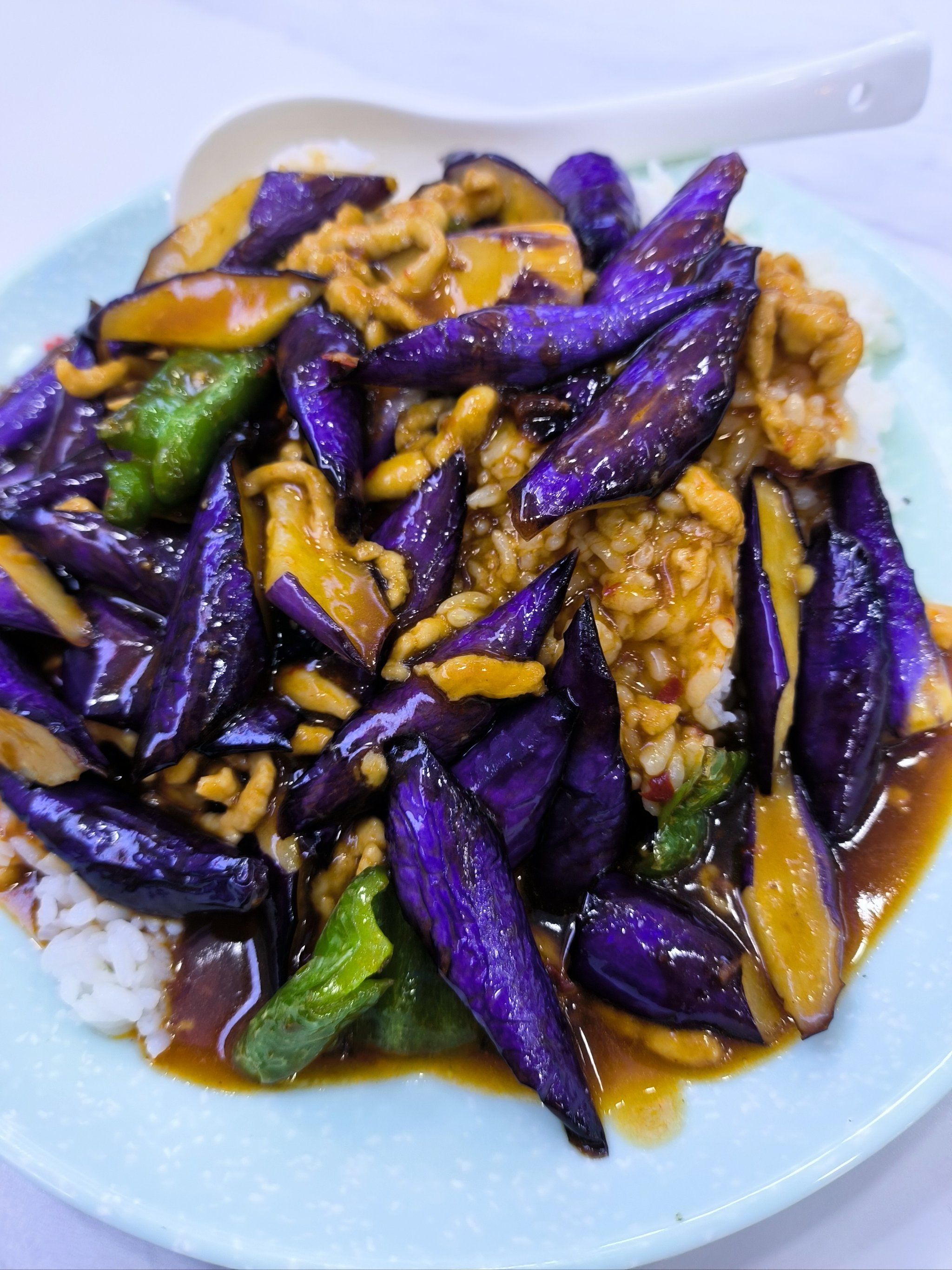 鱼香茄子饭颜色真好看!