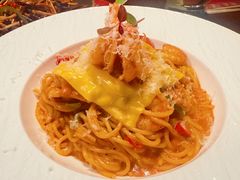 韩式辣奶油芝士虾仁意面-上岛咖啡(珠园店)