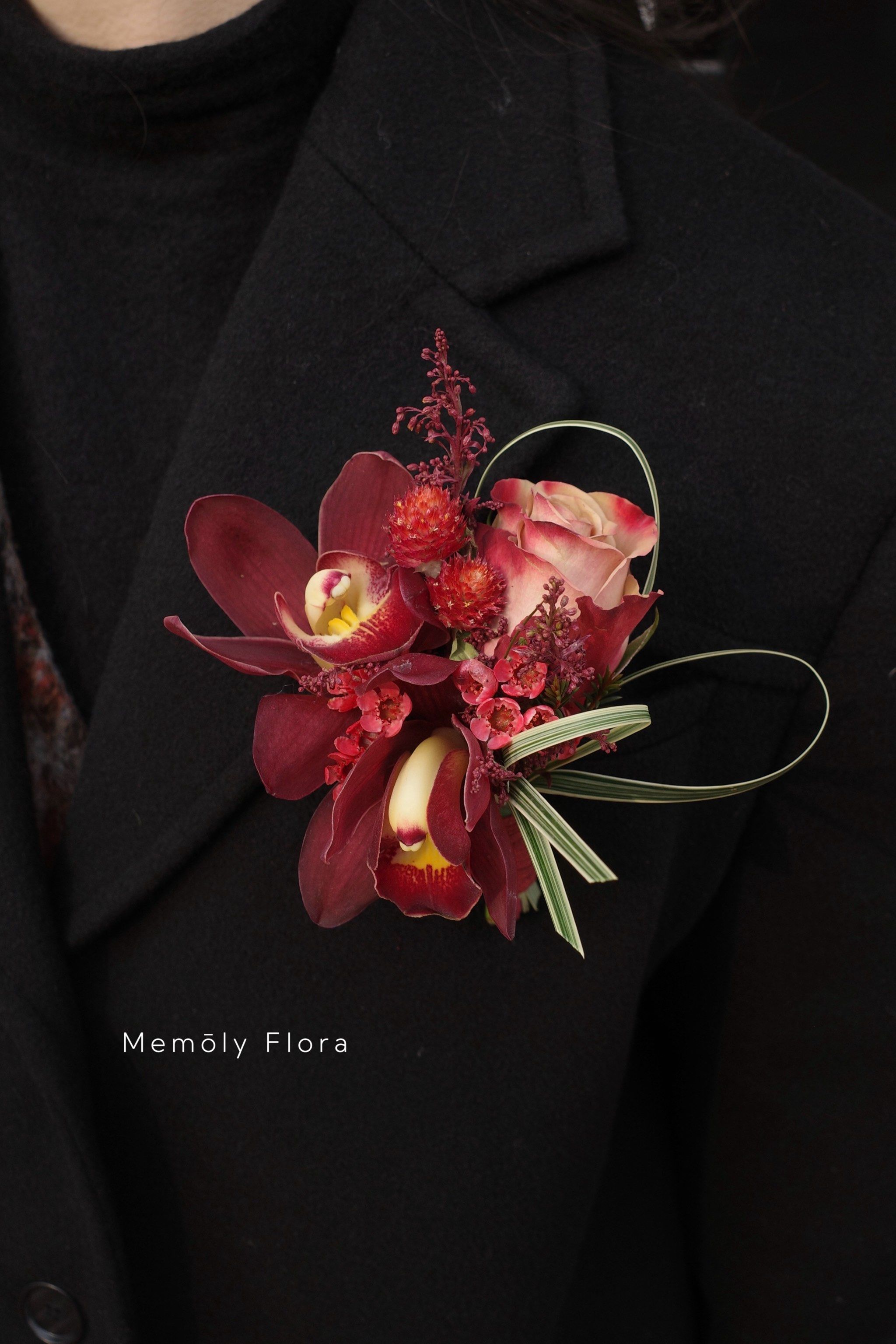 无锡花店|红色系婚礼胸花设计