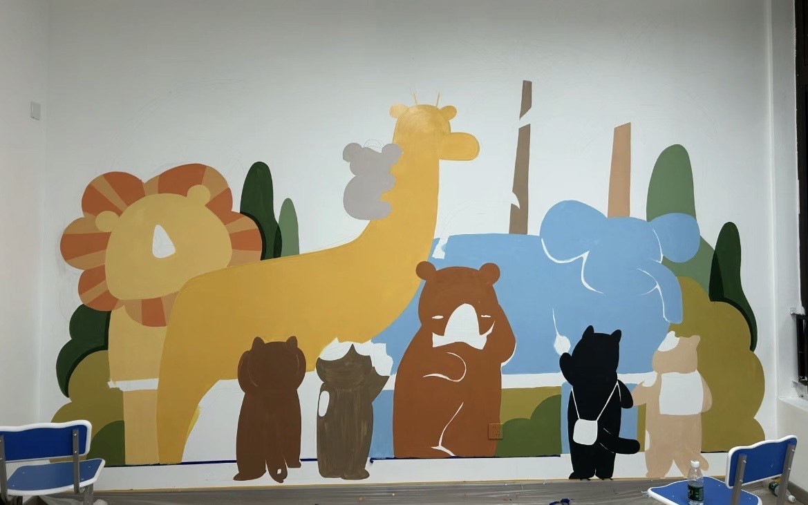 室内墙绘儿童房间墙绘壁画可爱卡通图案