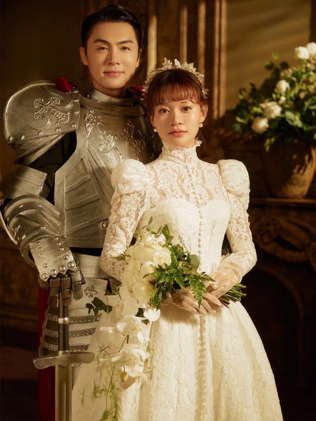 公主与骑士的婚纱照真的很喜欢
