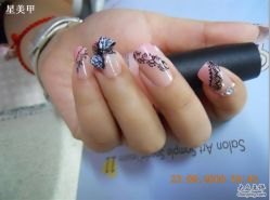 黑色蕾丝-星美甲