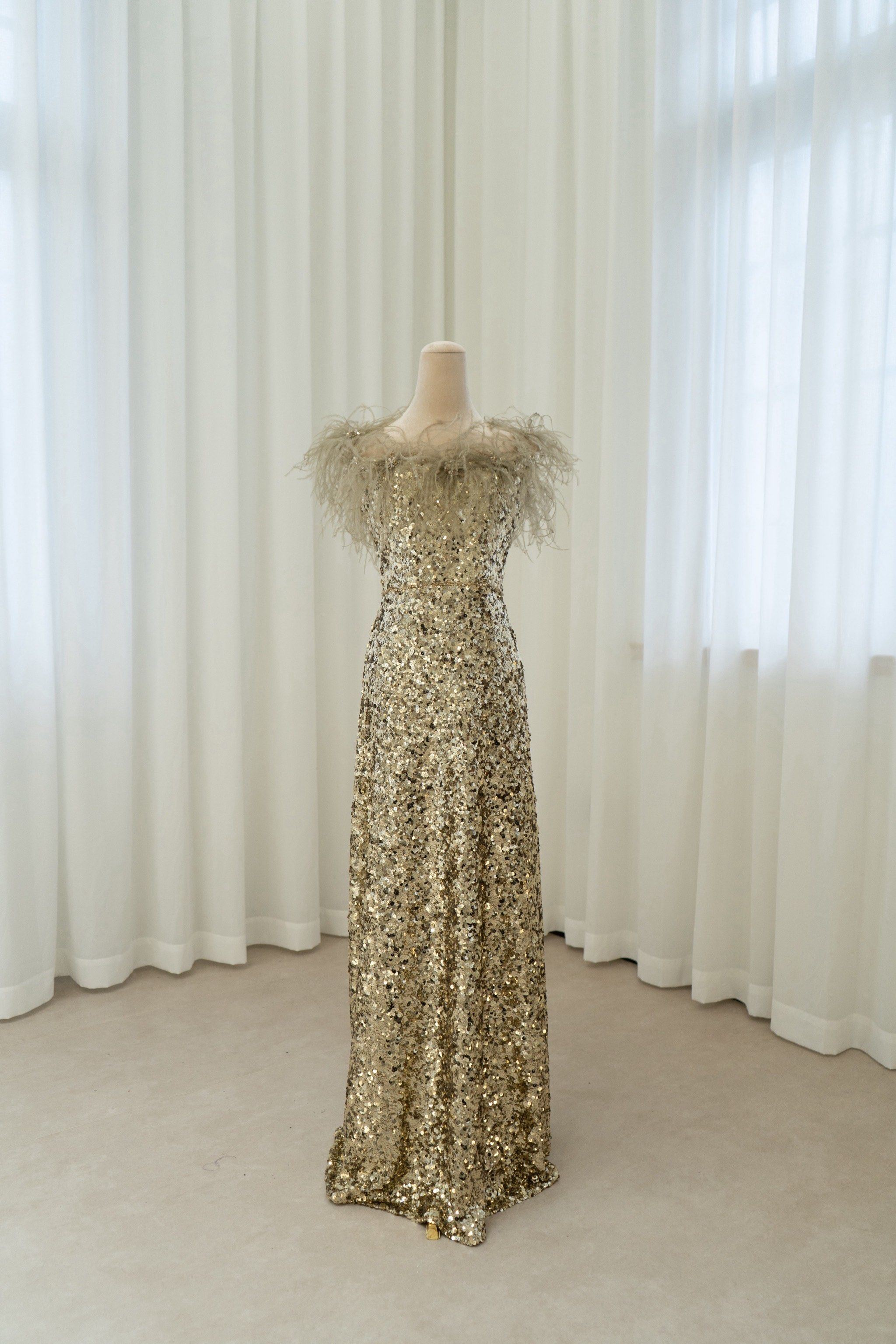 卿漫礼服馆|78氛围感香槟色羽毛礼服94