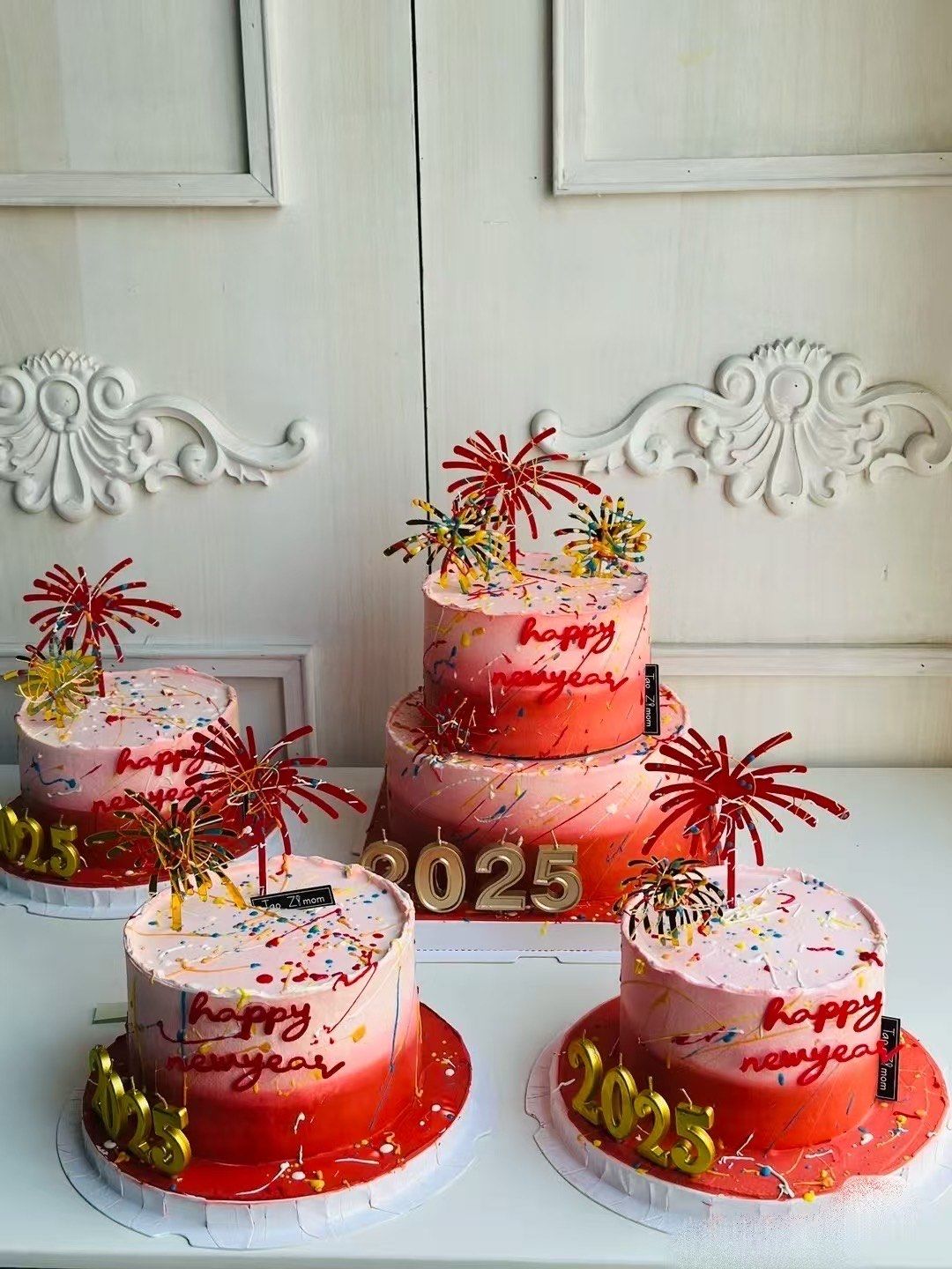 网红烟花烟火焰火跨年2025新年蛇年蛋糕定制