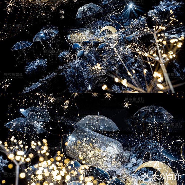 美到爆的蓝色星空主题婚礼现场布置[礼花][礼花]