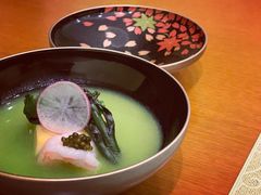 甜豌豆鲜虾鸡蛋汤-九献创意菜·牛排料理(亮马河花园店)