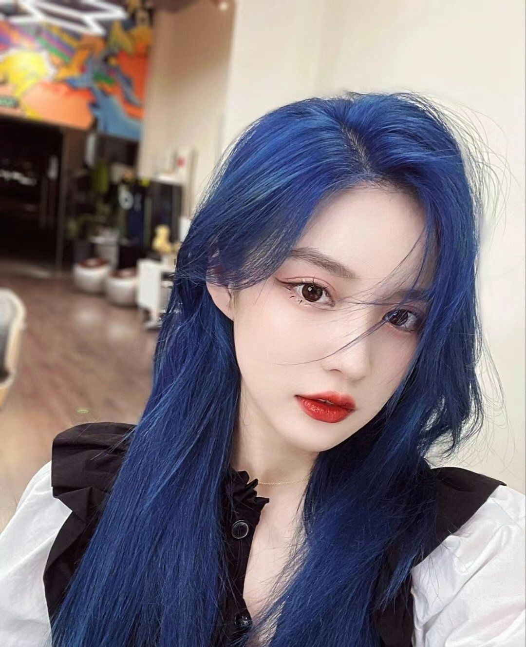 潮色系雾霾蓝灰 #今日发型 #染发设计 高级梦幻蓝发色