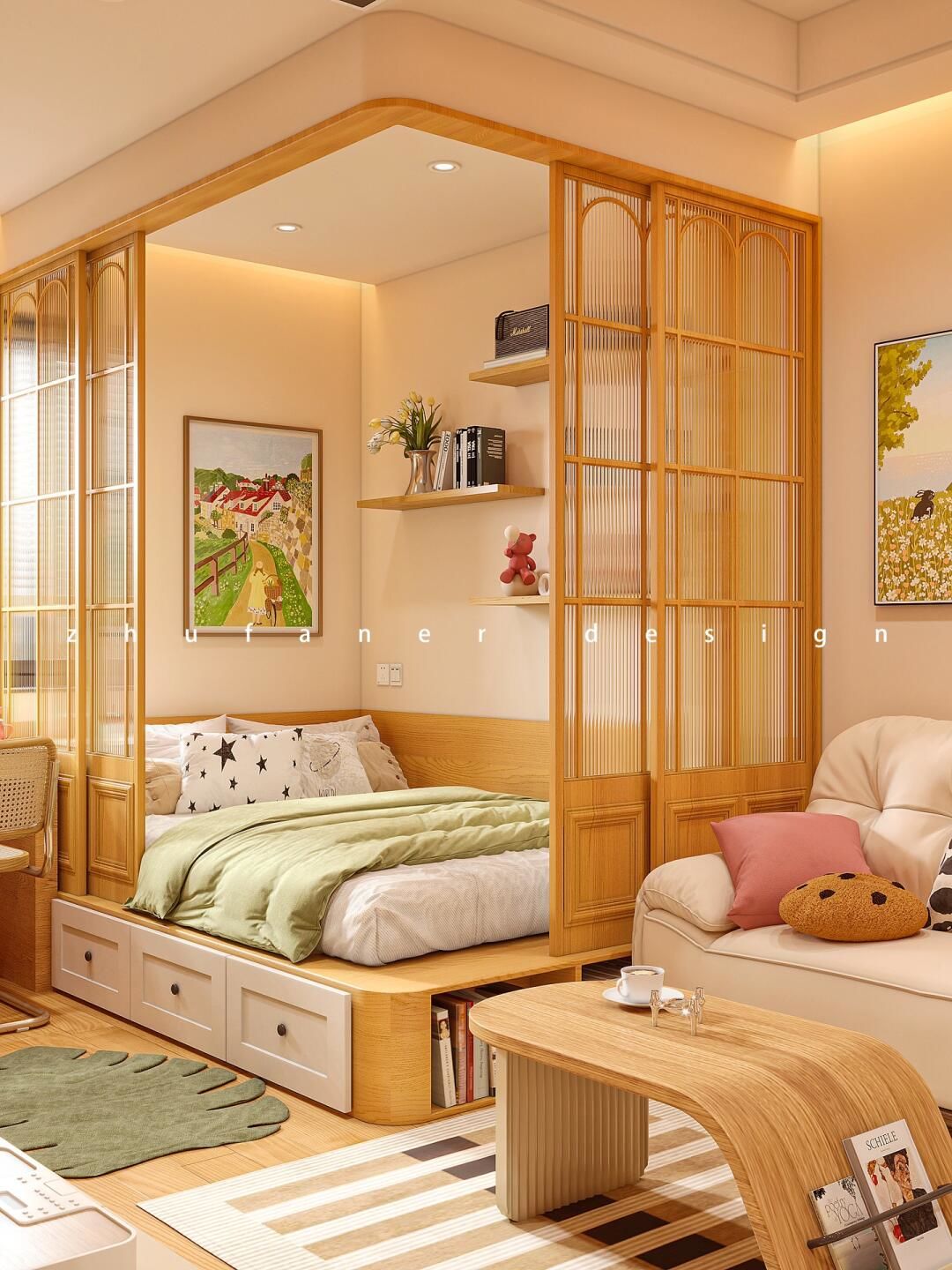 上海50㎡开间爆改2室 3分离通透又全能✨