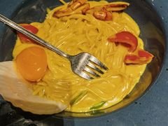 黄咖喱黑虎虾海鲜意面-TamTam