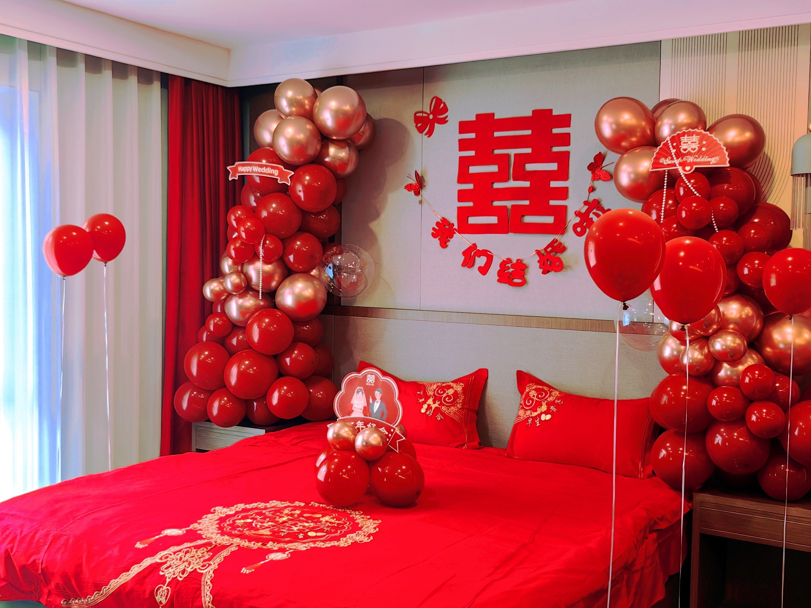 婚礼红色布置 辽阳卓悦酒店