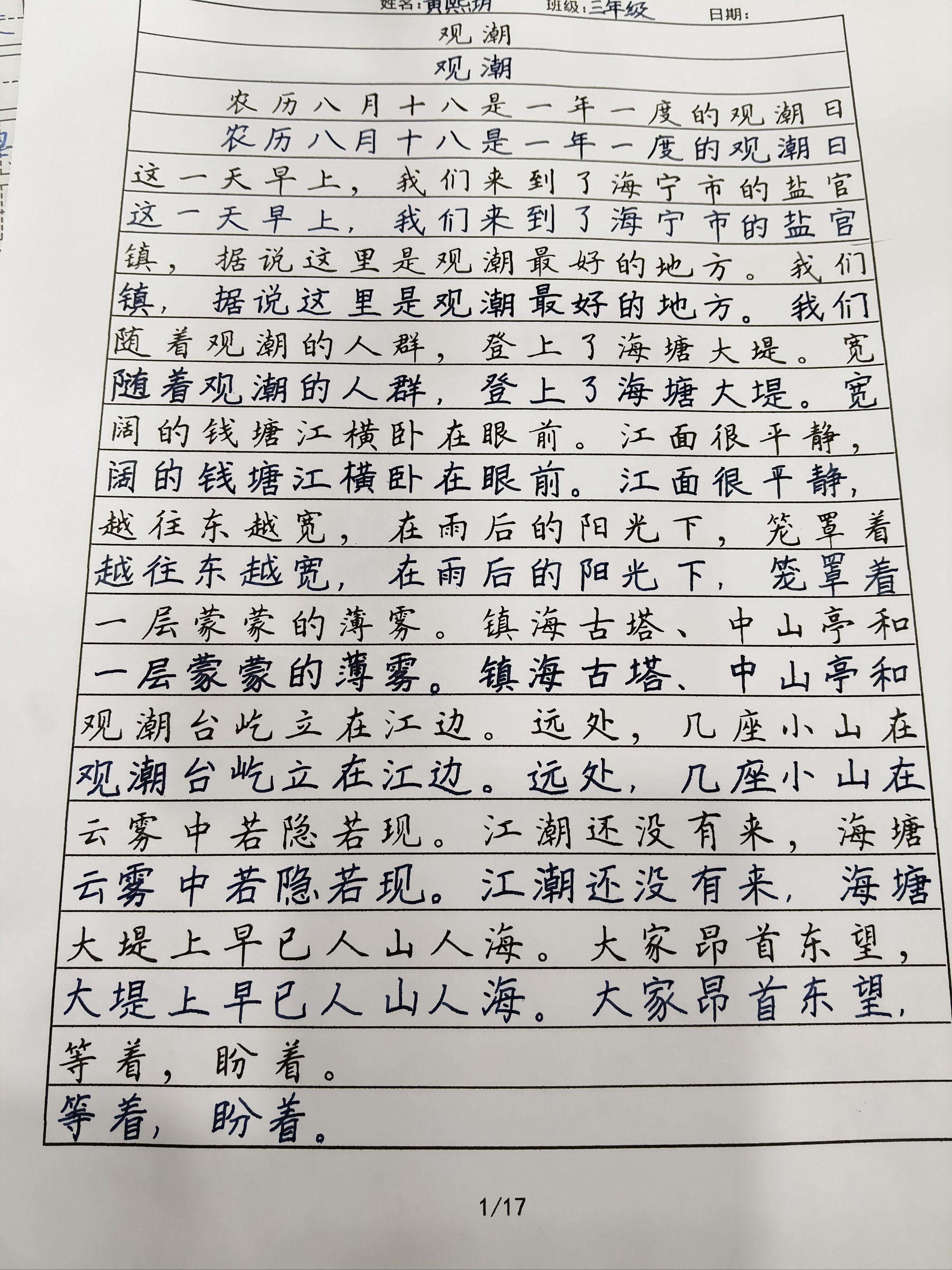 古文观止硬笔正楷作品图片