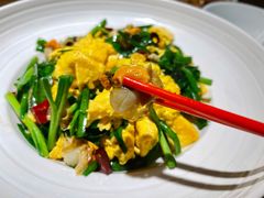 土鸡蛋韭菜炒鲜贝-老头儿油爆虾(金鹰世界店)