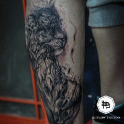 水墨纹身 武汉纹身 湖佛刺青 水墨豹纹身-武汉湖佛纹身