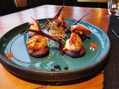 煎虾配紫薯泥薯片及姜味柠檬汁-AZUL by FUEL蓝色·法式酒馆(琶醍店)