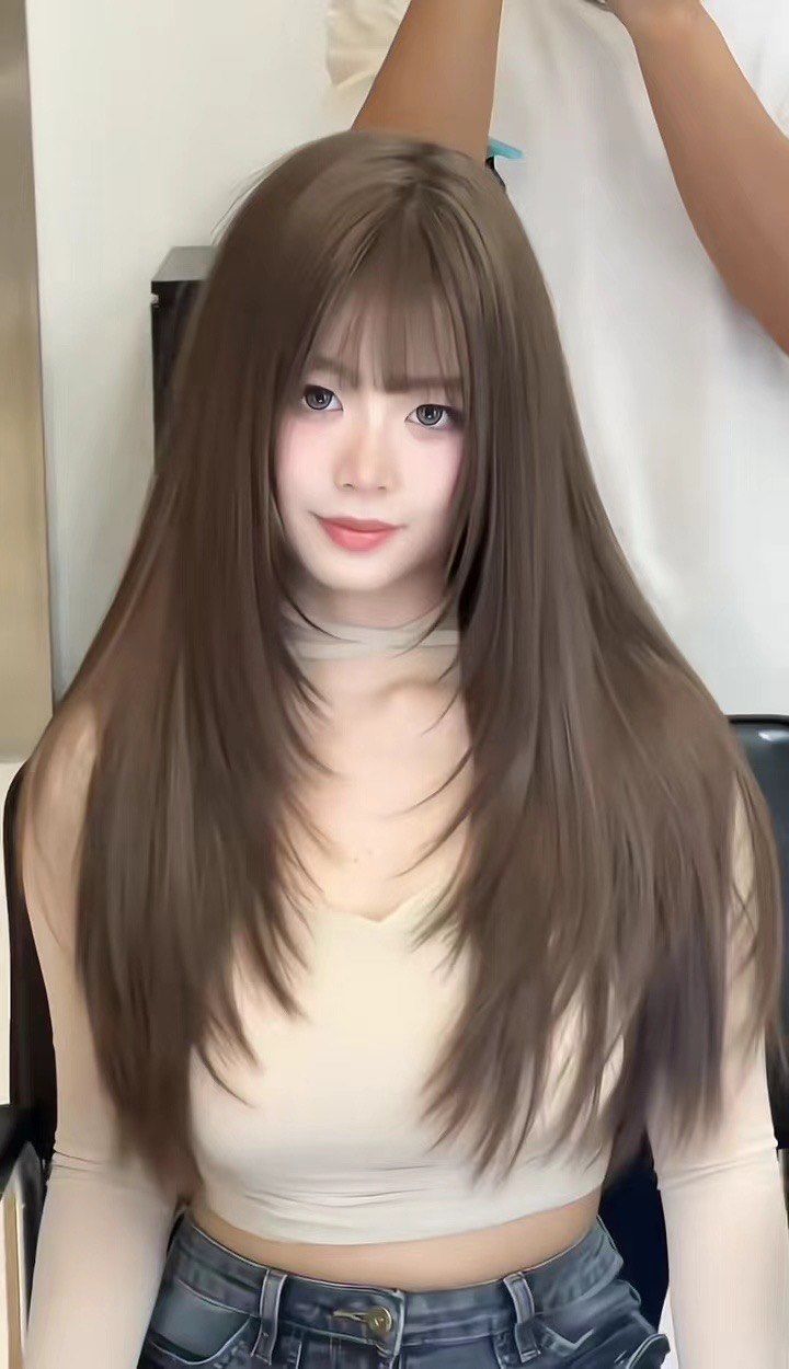 女生中长发发型 #边缘层次瘦脸超级好看 #边缘层次与法式刘海儿的