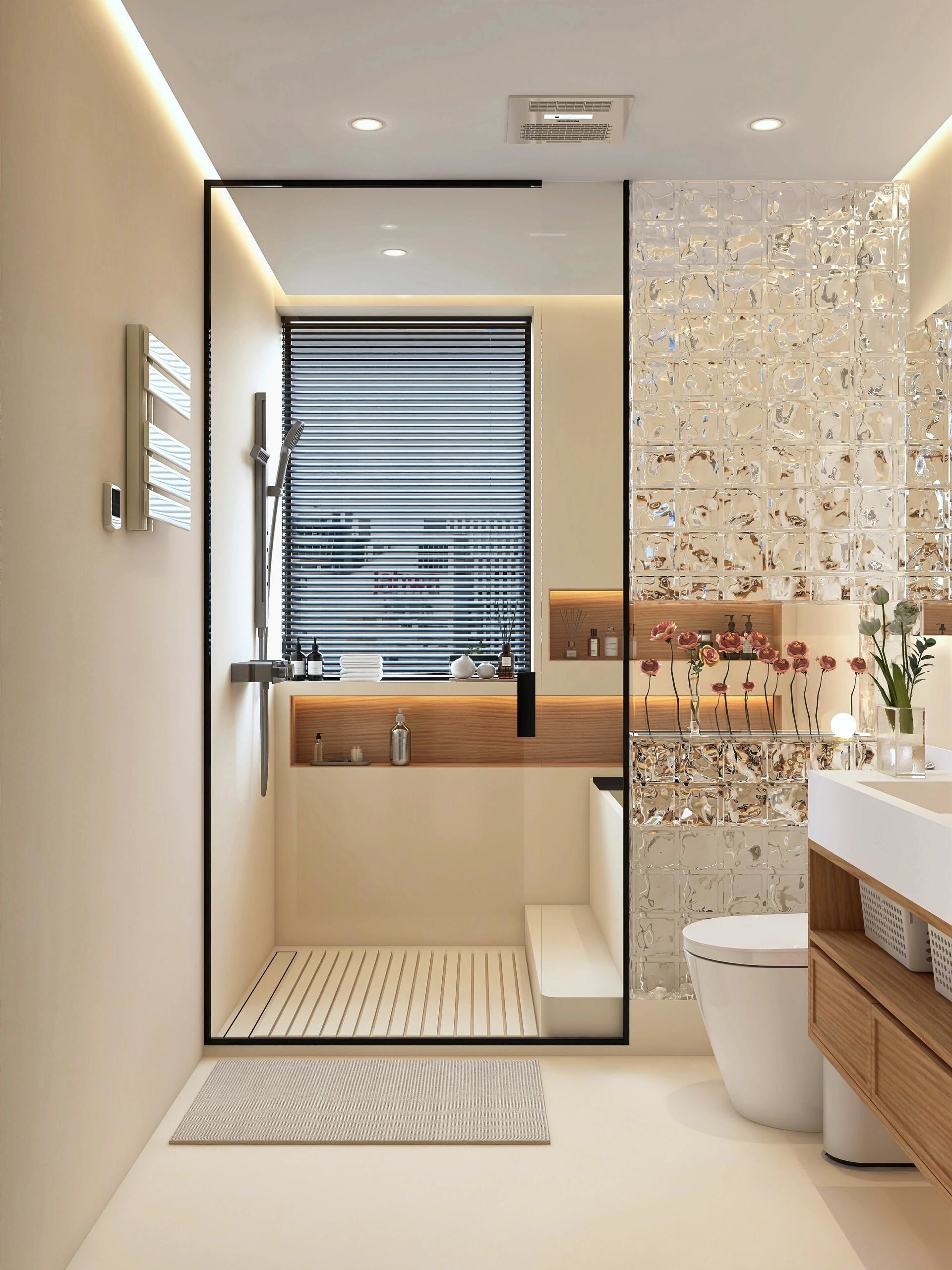 美丝了,奶油浴室做玫瑰隔断真香