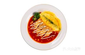 Fried Chicken Cutlet with Tomato Egg Rice